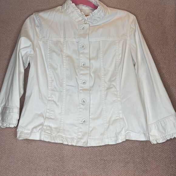 Ruby Road Women's Cotton White Eyelet Zipper Jacket Size 12 Stretchy Material - Picture 4 of 8